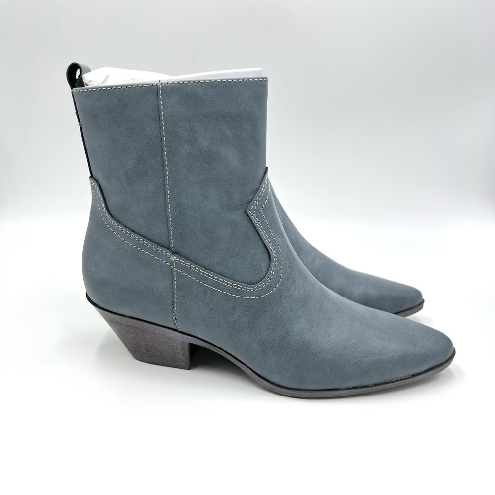 Circus NY Sam Edelman Size 6.5 Garth Gray Blue Faux Vegan Leather Western Boots